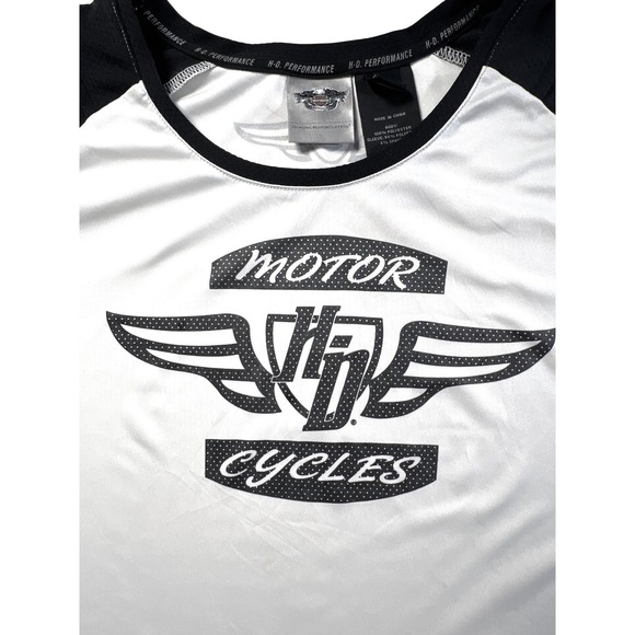 HARLEY-DAVIDSON Performance Motorcycles Raglan T-Shirt Women's White Black  XL - Picture 11 of 12